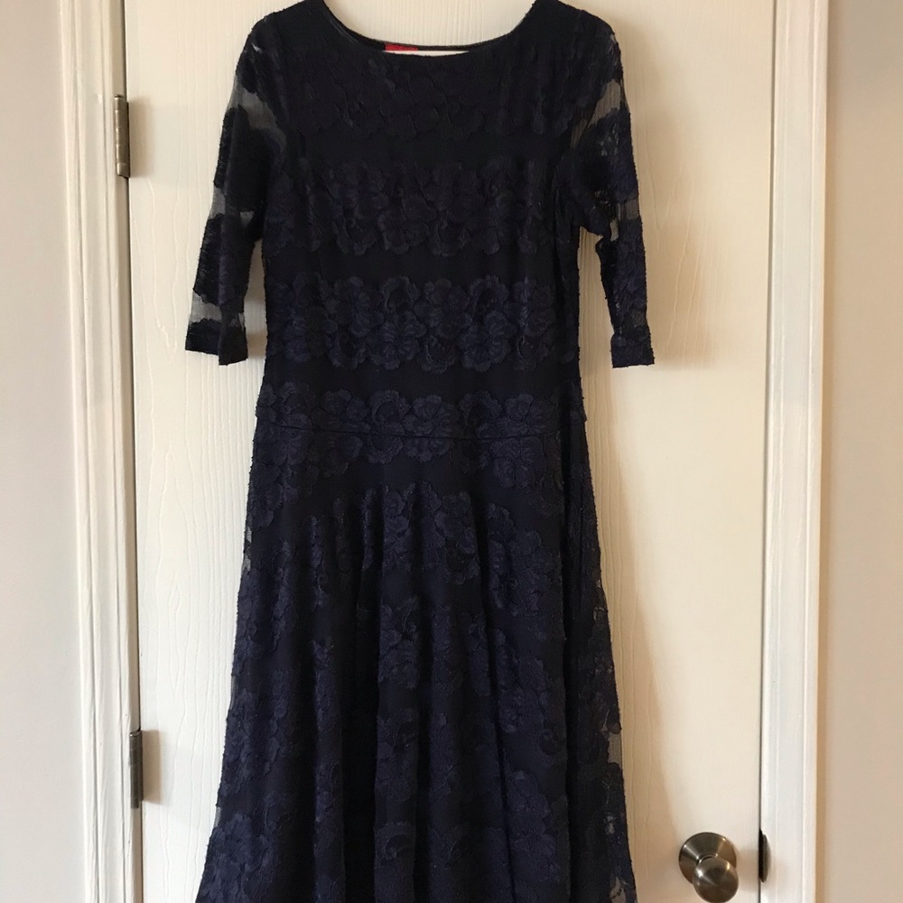 Navy lace midi dress